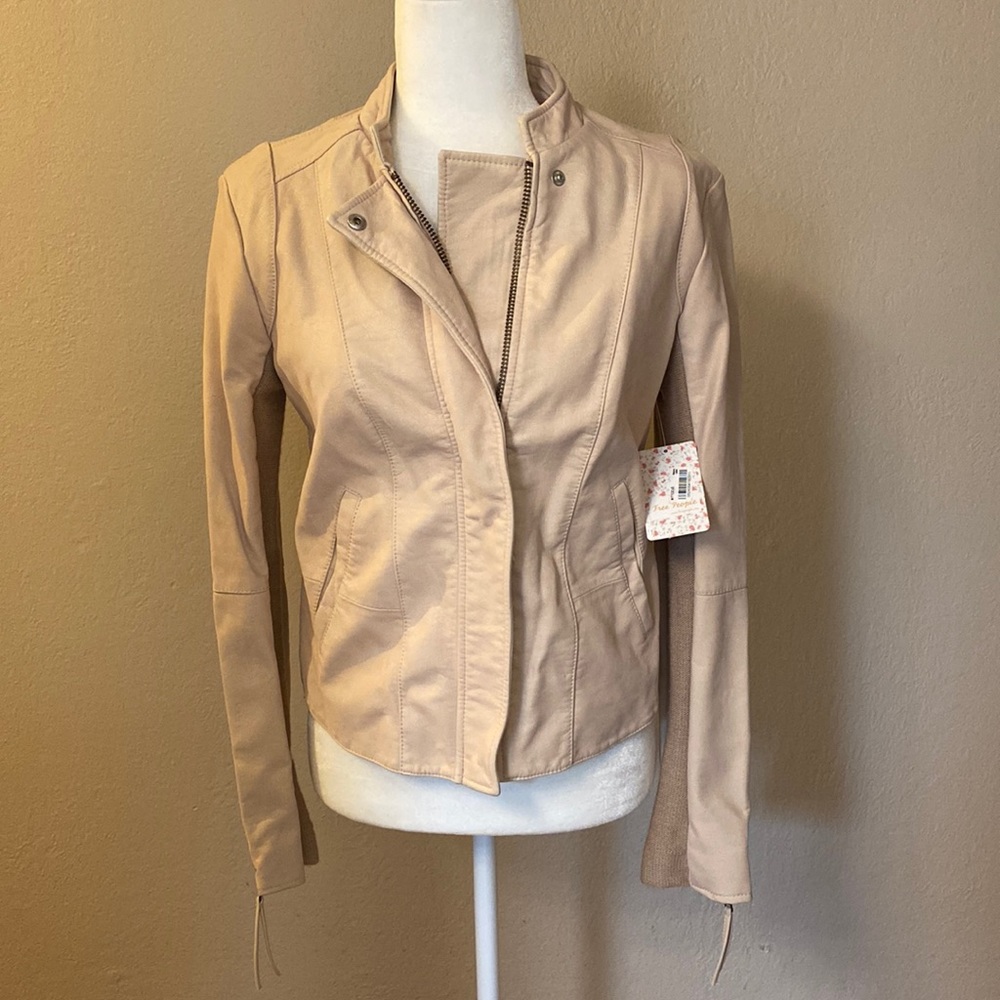 ❌SOLD❌ ✨NWT Free People Moto Jacket in Rose color (light pale pink). Size 6